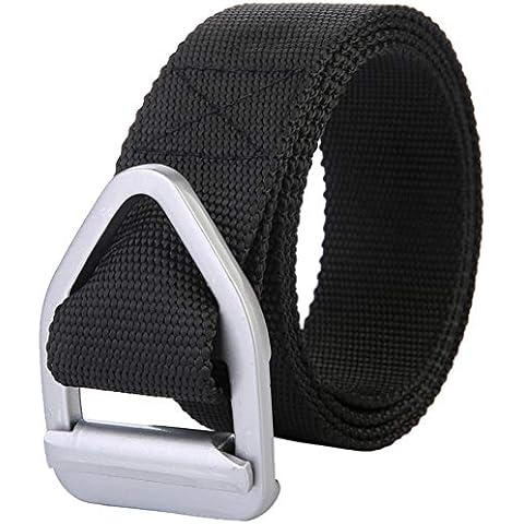 Unisex Tactical Belt,Canvas Belt with Triangle-ring,Nylon Belt Military Style Adjustable Heavy-Duty Tactical Waist Belt,Black 2,Width:3.8 CM,Length:130 CM Cover