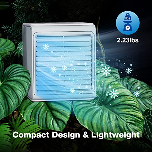 7" Mini Portable Air Conditioner, 3-In-1 Small Evaporative Air Cooler, 2000Mah Battery Powered &Usb Rechargeable Personal Air Cooler W/Humidifier, 3 Speed, Quiet Desk Fan For Room Office Car Camping #TOP5