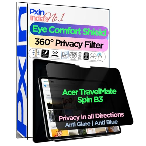 Image of PxIn Tablet Privacy Screen Guard compatible with Acer TravelMate Spin B3 | No.1 | Anti Glare | Anti Blue Light | Anti UV | 4 Way Privacy Filter | 360 Privacy | Eye Protect