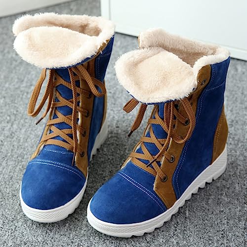 Bottes de neige bleues imperméables en taille 35 avec lacets