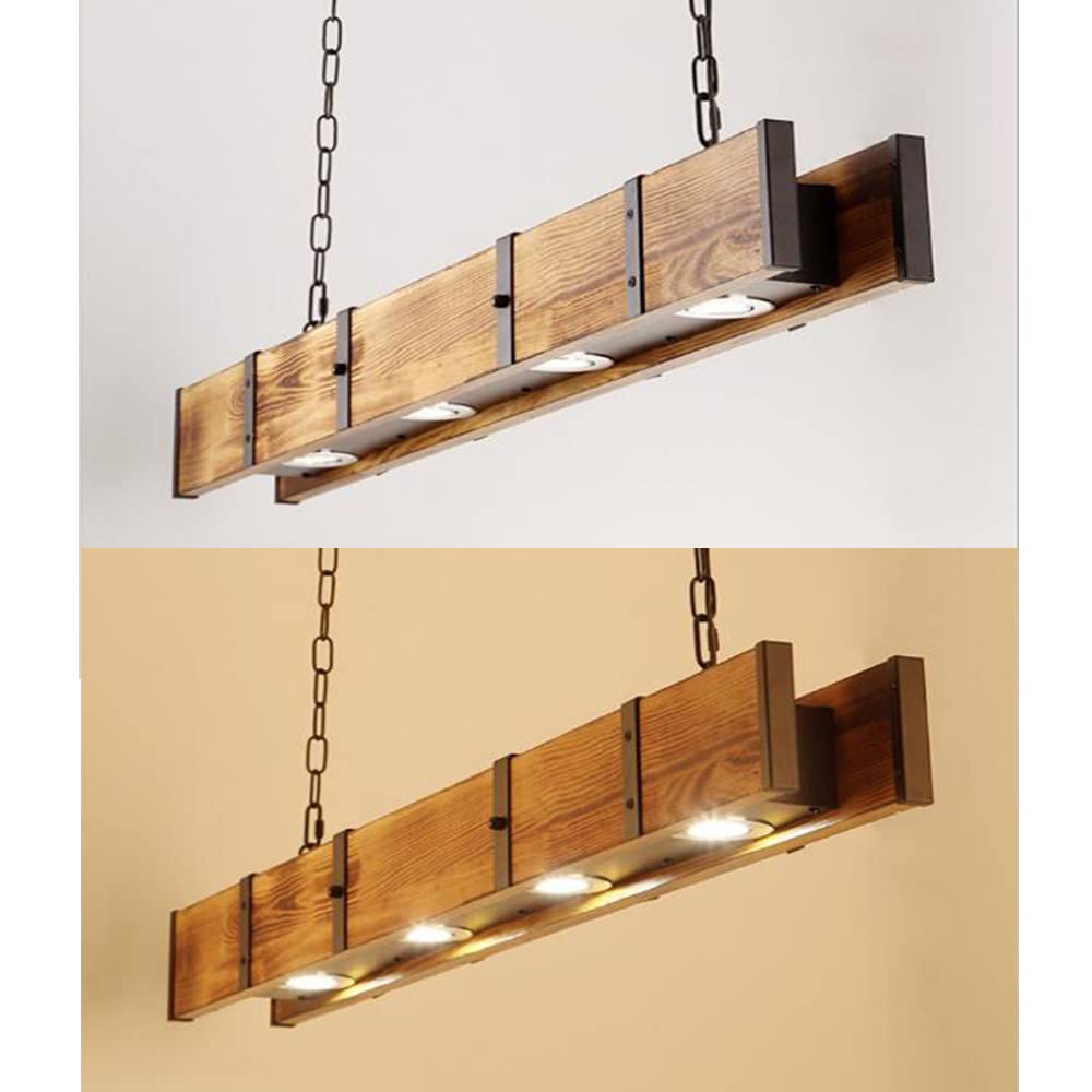 Lámpara Colgante De Madera Rústica Luz Colgante LED Mesa De Comedor Lámparas Colgantes Retro Altura Ajustable Luz De Techo Industrial Vintage Oficina Cafe Bar Iluminación De Loft Creativo Araña