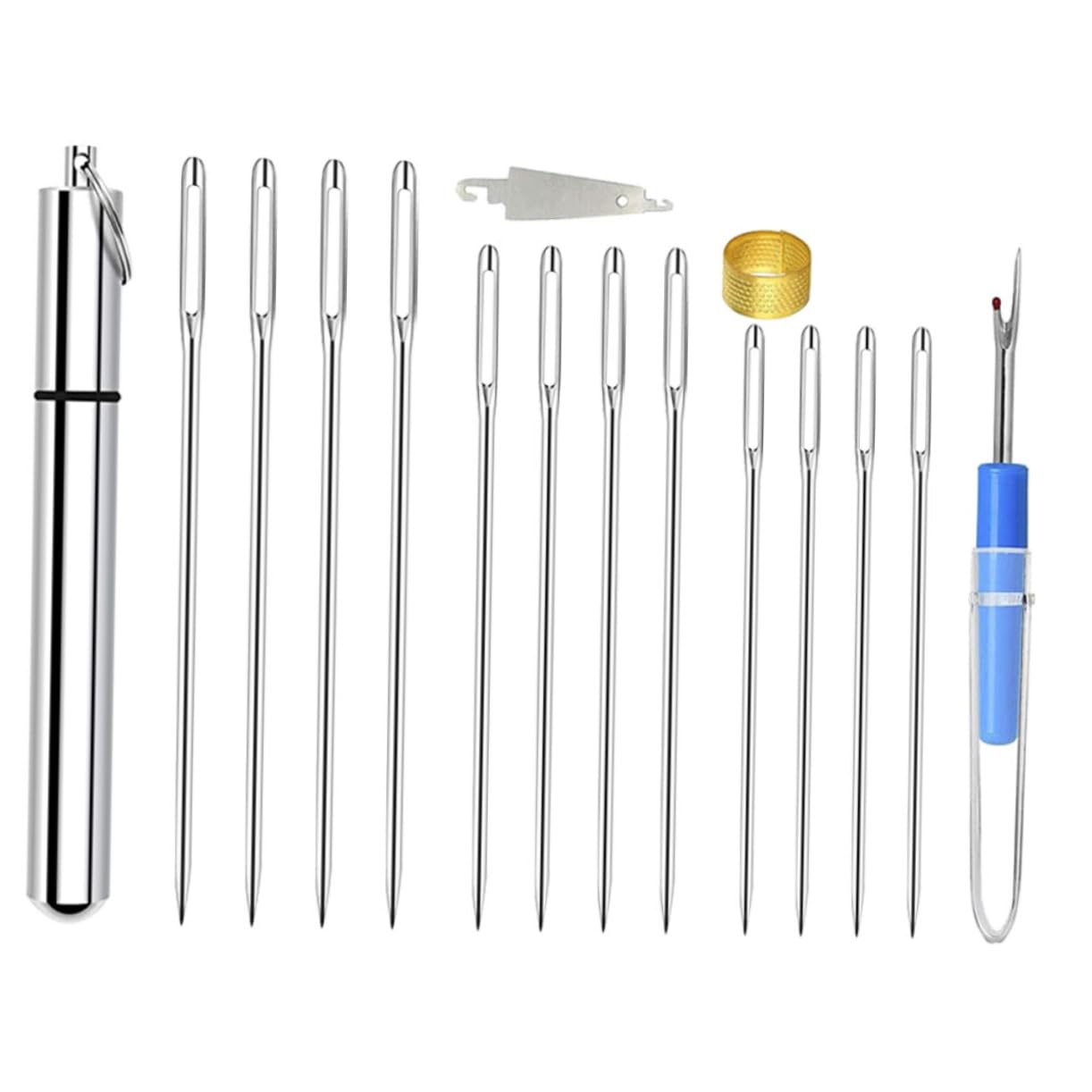 HOODANCOS Alloy Material Sewing Needles Kit 34pcs Set Large Eye Pointed Cross Stitch Needles Smooth Touch for Easy Sewing