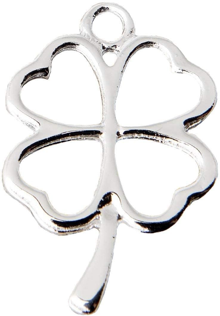ModeschmuckAnhänger aus Metall in Form eines Glückskleeblatts, ideal zur Ergänzung von selbstgemachten Gastgeschenken, Gastgeschenk für Taufe, Kommunion, Konfirmation, Hochzeit, Abschlussfeier (Set