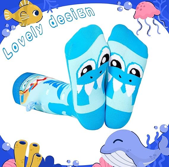 SAMVARDHAN Shark-Themed Knee-High Socks – Fun 3D Fin Design with Cool Ocean Look Printed Socks for kids,Boy & Girl,Super Comfortable,Birthday Gift 2