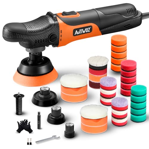 AUTIWOZ W03 Rotary Mini Car Polisher Buffer Sander Electric Polishing Machine Small 1inch 2inch 3inch Polishing Pads Kit for Car Floor Detailing Polish Buffing Sanding Variable 6 Speeds 2800-6800RPM