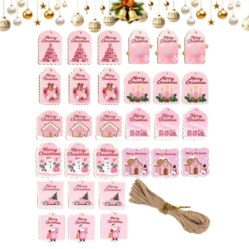 Étiquettes de Joyeux Noël en bois YRYRYW avec corde et trous pour décorations