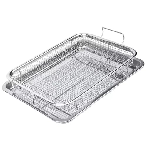 NeoLame Air Fryer Basket for Oven, 15'x11', 2 Piece Nonstick Crisper Tray & Basket, Stainless Steel...