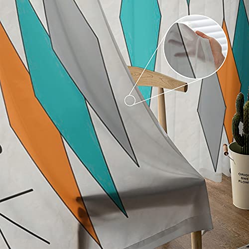 Sailground Window Sheer Curtains For Bedroom Retro Mid Century Modern Geometric Diamond Elegant Natural Window Treatments Light Filtering Rod Pocket Voile For Living Room #TOP4