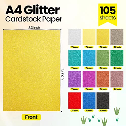 105 Sheets Glitter Cardstock Paper 11.7 X 8.3 Inch Colored Glitter Paper For Diy Craft Project 250 Gsm 15 Color Craft Paper For Wedding Birthday Party Scrapbooking Decor Art #TOP1