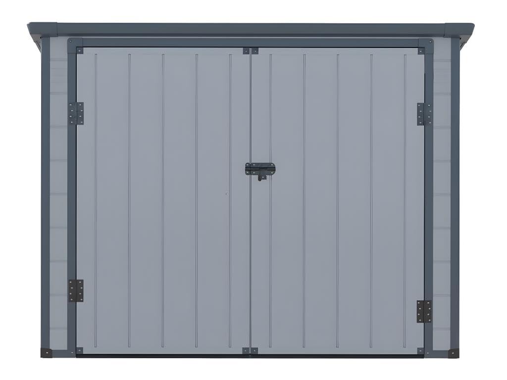 Vente-unique - Caseta de jardín de Resina para Cubos de Basura DENEB - Gris - Ancho 199 x Prof. 90 x Alt. 149 cm