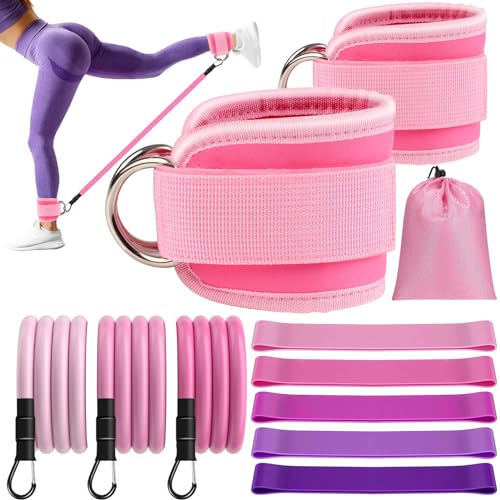 11 Pcs Ankle Resistance Bands with Cuffs, Glutes Workout Ankle We...