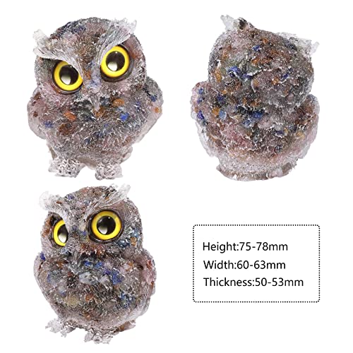 KYEYGWO Colourful Cute Crystal Owl Figure Ornaments Decorative Resin Bird Statues for Home Office Table Mini Stone Animal Sculpture Talisman Micro Landscape - Image 2