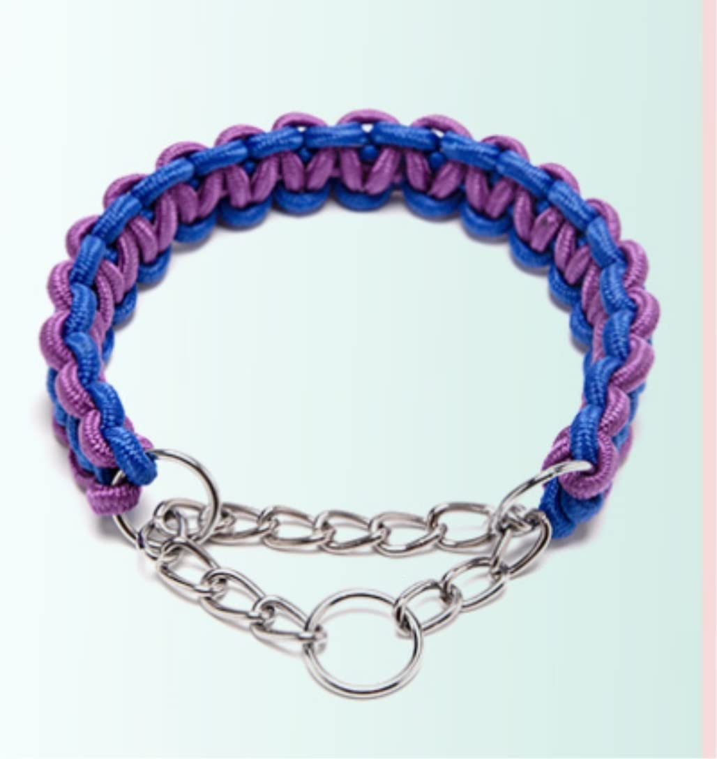 Longe Chien Collier De Chien Tressé en Nylon Et Ensemble De Laisse Corde De Traction pour Petit Moyen Grand Laisse De Chien Bull Terrier Ceinture Chien(Black,55-65cm)