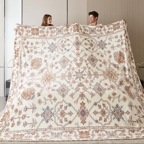 Oversized Blanket 120x120 Inches, Extra Large Giant 10x10 for Bed,Seamless, Sofa, Travel, and Camping – Big Large King Blanket, Fits The Whole Family, Outdoor Use, Beige-1 Diamond