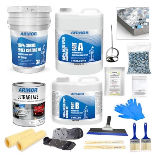 ArmorPoxy Garage Epoxy Floor Kit for Concrete - 14-Pc 2 Part, Industrial Grade Epoxy Floor Coating - 600 Sq Ft, Gray - For Garage, Basements, Workshops, Contractors, Automotive, Storage, Retail Shops