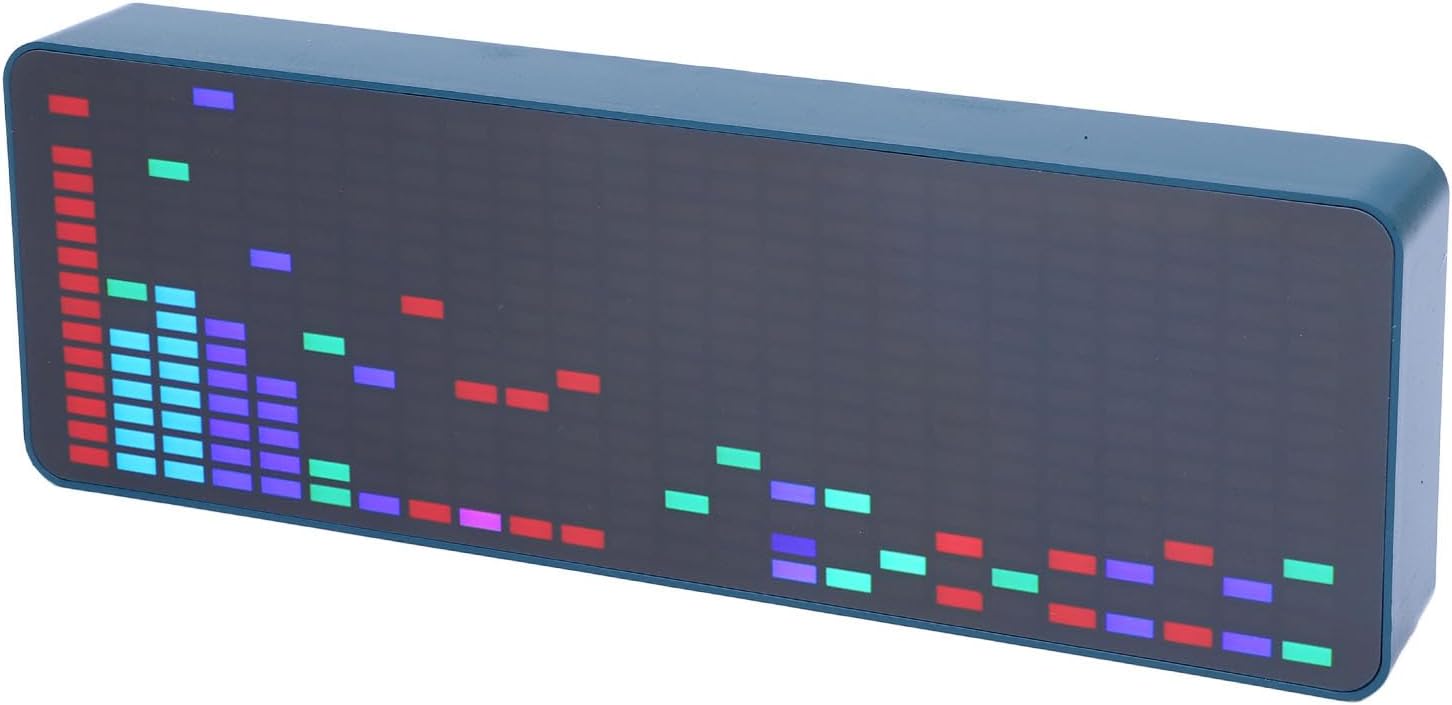 LED Music Spectrum Display 16x24 RGB 1624 Segment Rhythm Voice Sensor Pickup 20 Dynamic and 7 Color Effects HU-008B Blue