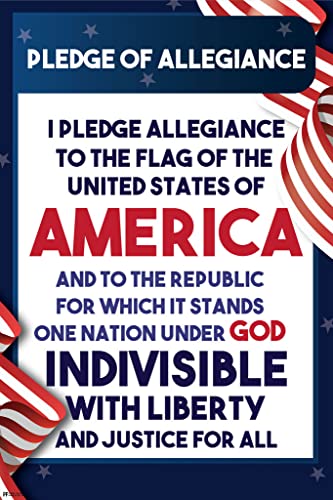 Image of Pledge Of Allegiance Poster For Classroom Homeschool Wall Decorations Educational Classrooms United States American Decor Cool Wall Art Print Poster 12x18