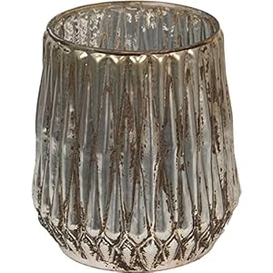 Clayre & Eef Theelichthouder Ø 15 * 17 cm Goudkleurig Glas Waxinelichthouder Windlichthouder