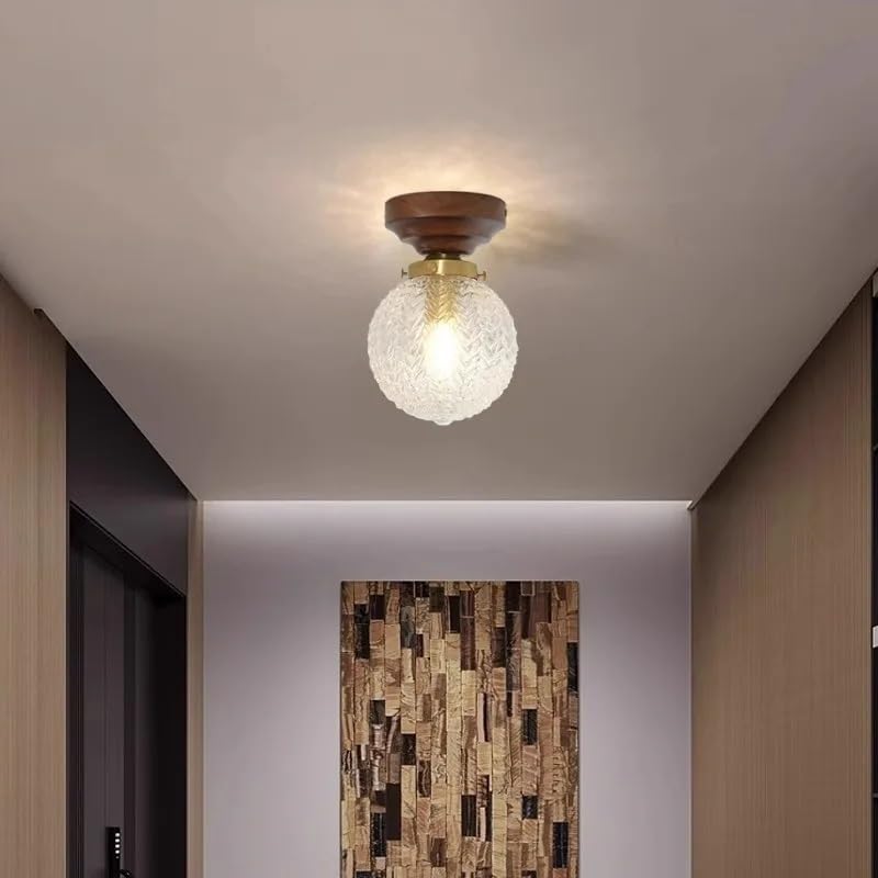 Plafonnier allée et balcon en verre ambiance LED luminaire ananas