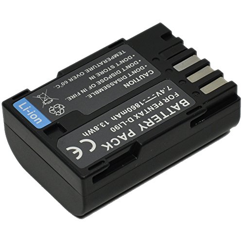 Batería Pentax D-Li90 recargable compatible con cámaras K-3 II K-5 K-7 2