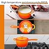 Enameled Cast Iron Sauce Pan with Lid, Leonyo 1 Quart Saucepan with Lid, Small Cast Iron Dutch Oven Kitchen Cookware Pot for All Cooktops Making Pasta, Soup, Milk - Up to 500°F & 4.4Lbs, Orange #3
