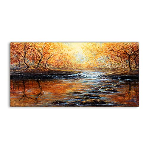 Art trempé paysage d'automne 140x70cm pour illuminer un salon sombre