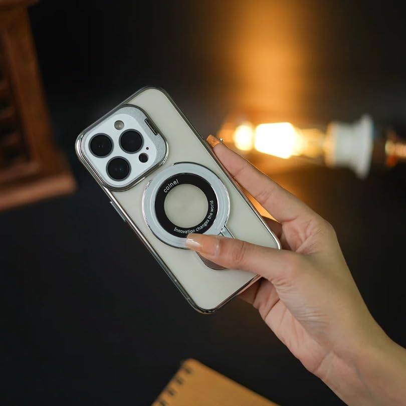 Image of MILLION CASES Back Cover Case for iPhone 15 Pro Shockproof Protective Crystal Ring Grip Lens Bracket Case for Men & Boys