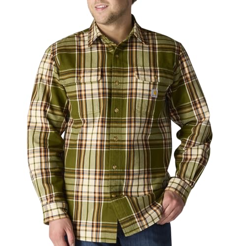 Image of Carhartt Men's Loose Fit Heavyweight Flannel Long-Sleeve Plaid Shirt