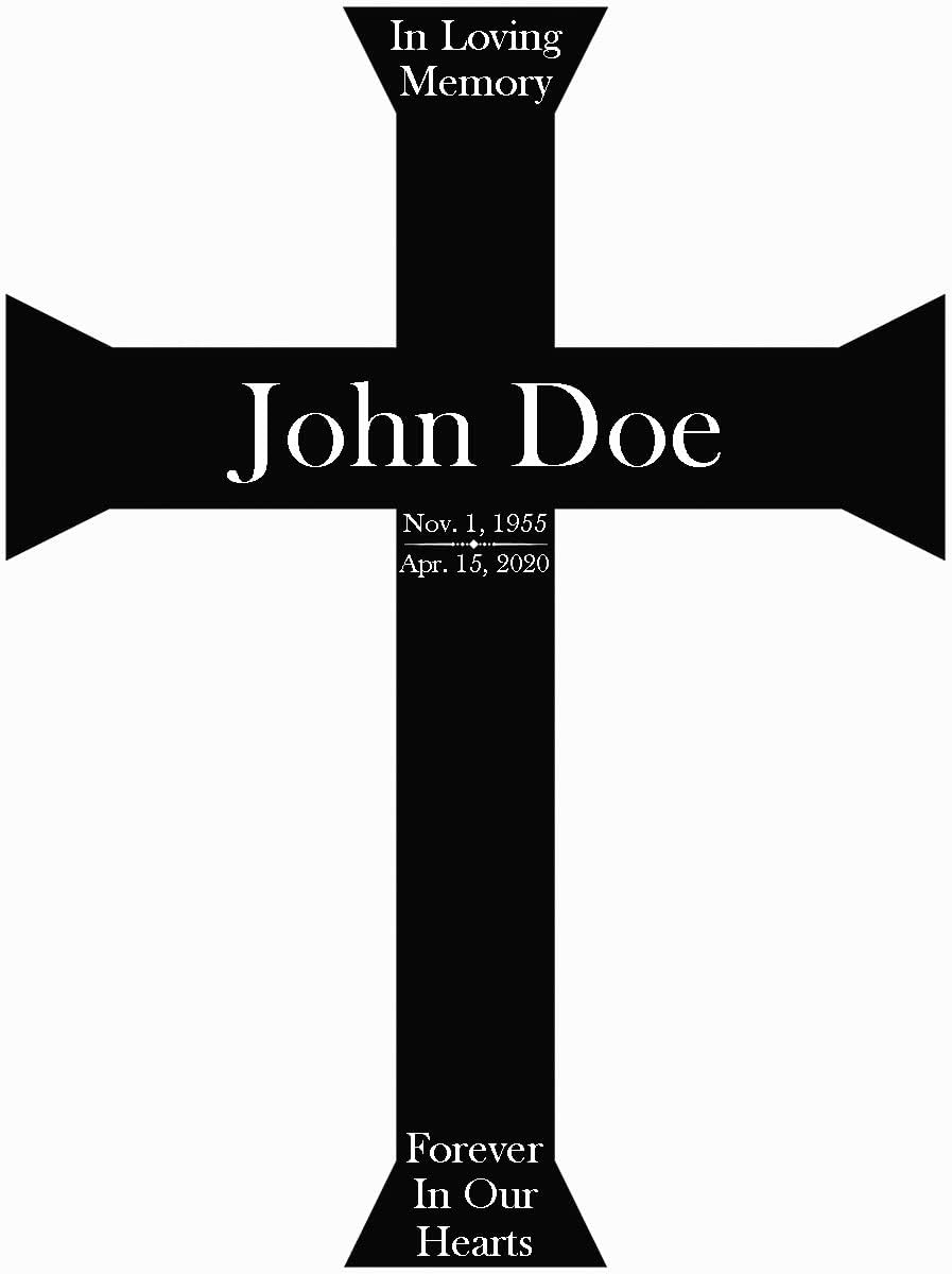 PK Décor Personalized Cross for Grave - Baptism - First Communion - 50th Anniversary - Engraved - Wall Decor - Cross Headstone for Dogs Grave (Cross 6)
