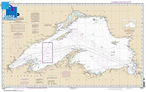 Paradise Cay Publications, Inc. Large Format NOAA Chart 14961: Lake Superior (Mercator Projection) (42