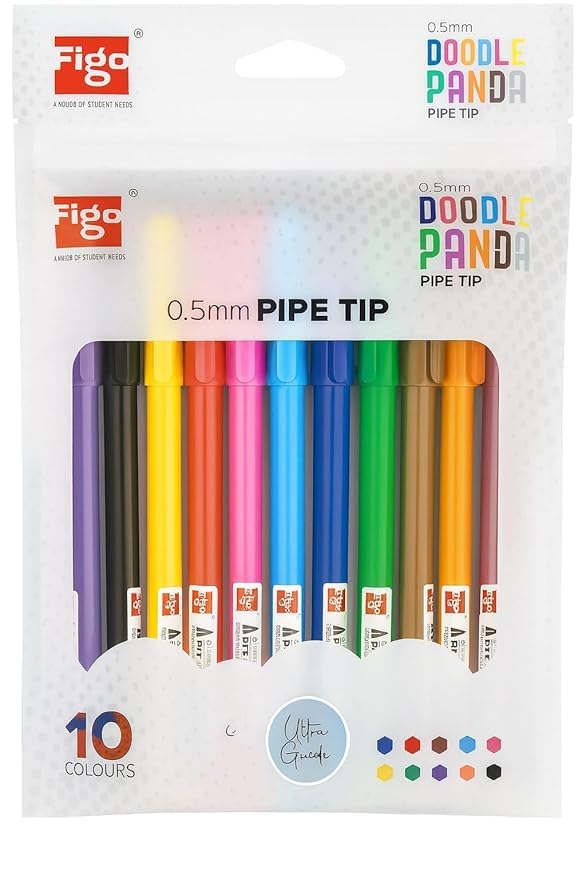 Image of MSGH Figo Fomo Panda Liquid Roller Pen (Multicolor(PACK OF 10 COLOUR PENS))