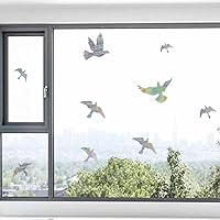Vista 7 de Calcomanías anticolisión para ventanas con forma de pájaro, adhesivos para puertas de vidrio para proteger y evitar golpes de pájaros (negro)