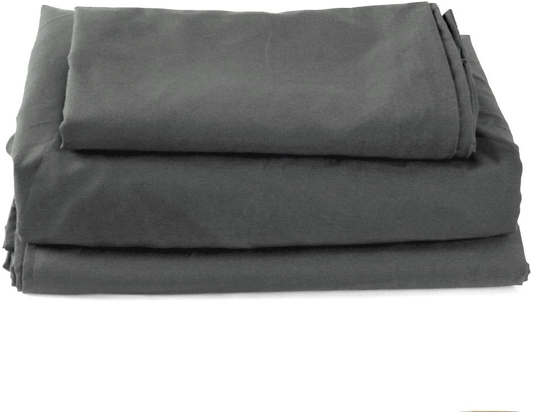 Draps microfibre grande poche anti-glisse pour lit complet gris 4 pièces
