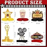 Chinco 12 Pieces Movie Night Party Decorations Supplies Movie Theater Honeycomb Centerpiece 3D Microphone Ticket Star Video Paper Centerpiece Sign Table Decoration for Theater Birthday Party Favors - Image 2