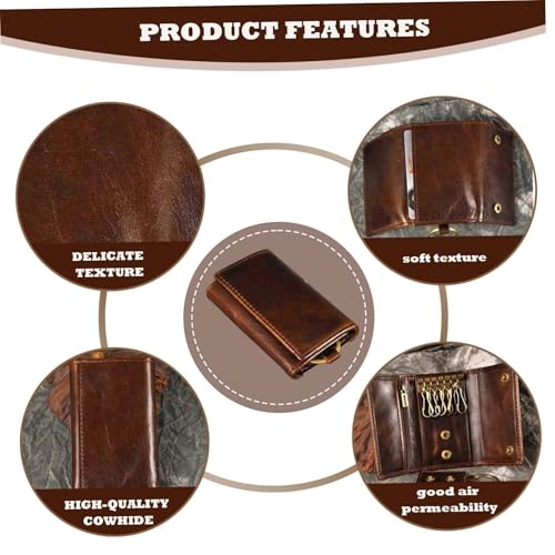 Yeory Key Wallet, Genuine Leather Key Case, Small Leather Holder with Loop Hook Snap Closure Car Case for Keys/Money/Business Cards, Holder4