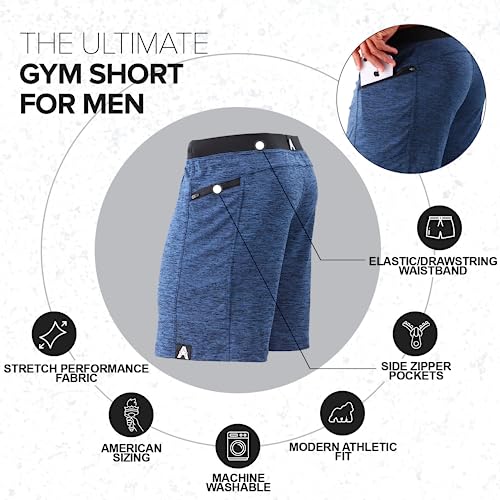 Anthem Athletics Hyperflex Gym Shorts For Men Zippered Pocket 9 Inch Inseam – Workout Shorts, Running Shorts, Athletic Shorts Cross Training Shorts Yoga Shorts - Black Onyx G2 - Medium #TOP2