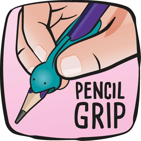 Maped - 10 Removable Finger Guides for Grey Pencil - Blue Shark Shaped Finger Guides - Soft Material - Kids Learning to Write Tool