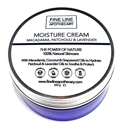 Natural CREMA HIDRATANTE FACIAL - MACADAMIA, PACHULI & LAVANDA - 100 g de Fine Line Apothecary. Calma y Protege la Piel Seca e Irritada. Rica, Suave, Adecuada a Pieles Sensibles.