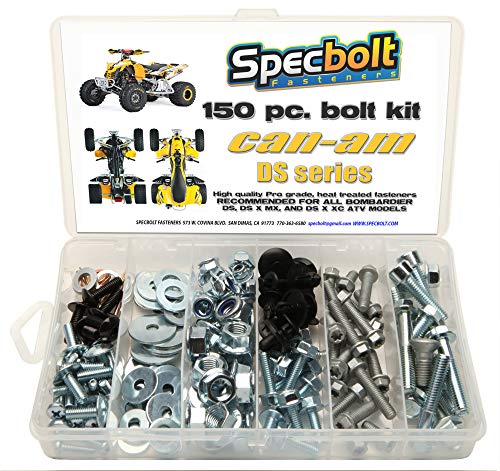 150pc Specbolt CAN AM Bombardier ATV Bolt Kit:DS, Sport, Mud, Recreation, Utility, Renegade, Outlander Max, X, & MR Traxter XL XT, Quest, Rally, Sarasota, 50 70 90 175 250 330 400 450 500 650 800 1000