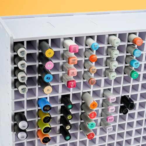Image of SANFURNEY Marker Pen Organizer Holder for 240 Markers, Craft Art Supply Storage Rack, Desktop Art Marker Pens Colored Pencils Holder Storage Case for Home Classroom Office