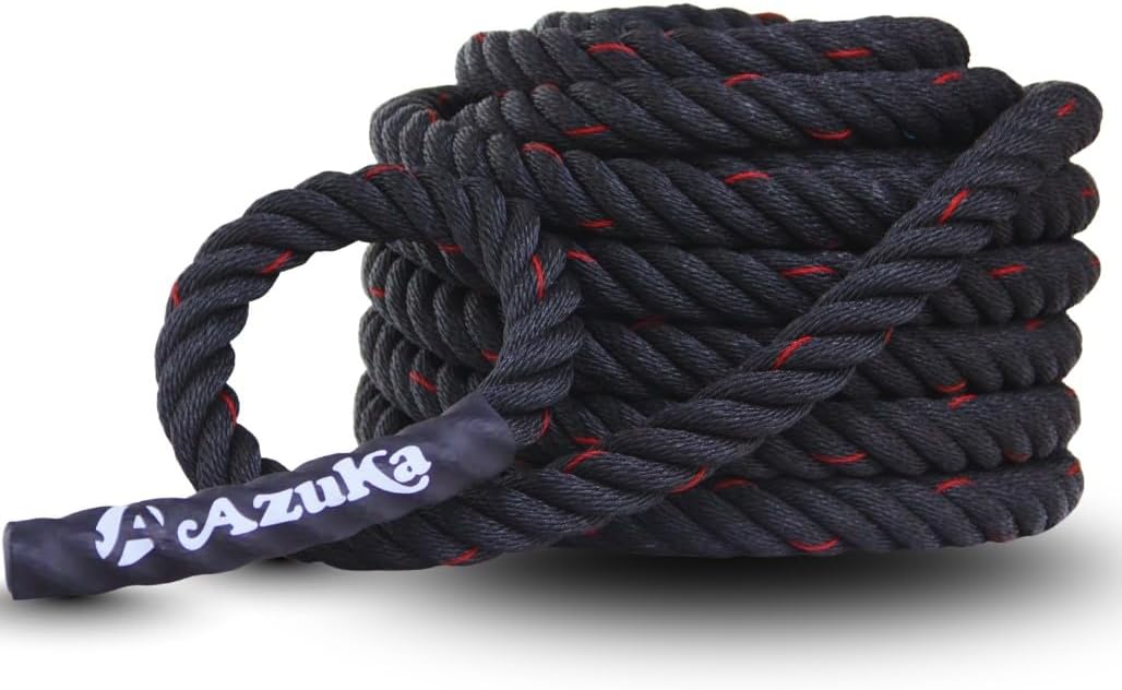 Polypropylene Battle Rope for Gym, Battle Rope for Home, Heavy Battle Rope, 1.5 Inches Diameter (50 FT, Black-Red)