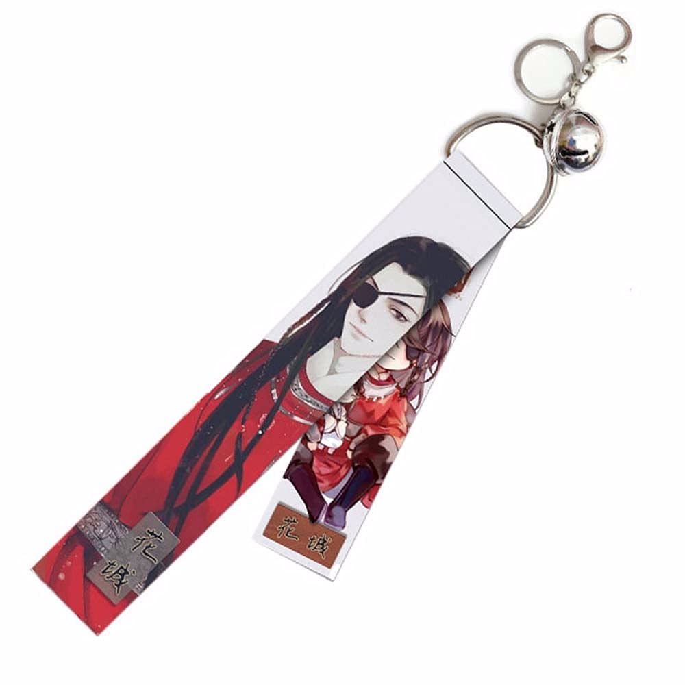 Tian Guan Ci Fu Ribbon Band Keychain Heaven Official's Blessing Xie Lian Hua Cheng Couple Anime Print Streamer Straps Key Chain Bag Pendant(B)