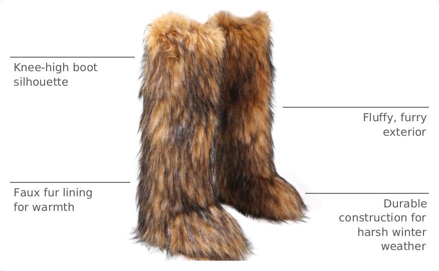 Image of Valpeak Womens Faux Fur Boot Winter Fluffy Long Furry Boots for Girls Outdoor Fuzzy Knee-High Boots