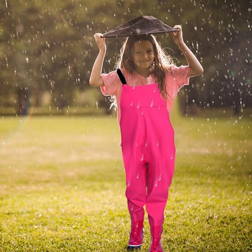 Botas impermeables para niños con pantalones de lluvia integrados 3