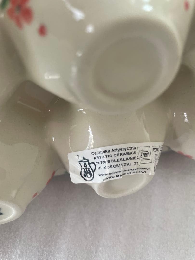 花柄陶器製エッグホルダー　10個用 キッチン用品 花柄陶器製エッグホルダー 10個用