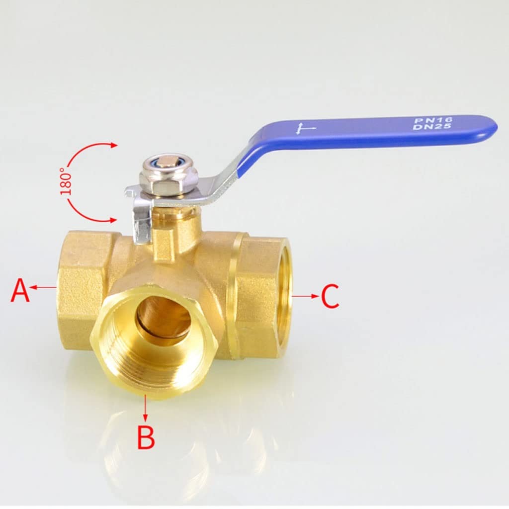 valvola a sfera, Connettore for valvole a sfera in ottone a tre vie a passaggio completo da 1/4" 3/8" 1/2" 3/4" 1" BSP maschio.(44993,L type)