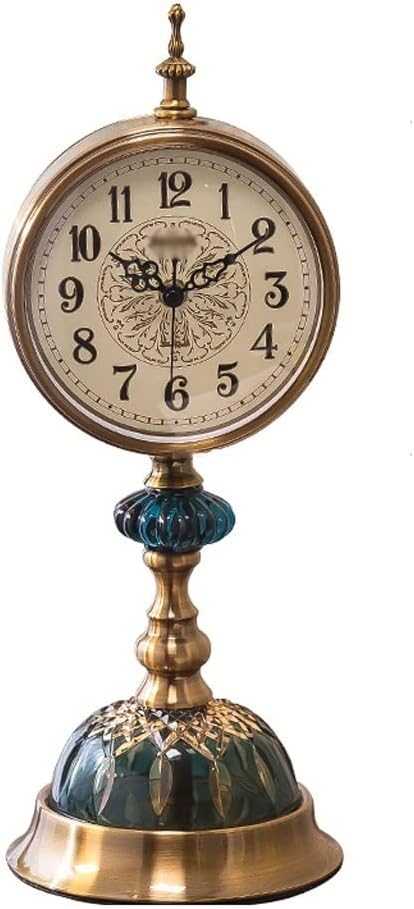 FMURY European Living Room Large Clock Clock Bedroom Desktop Desk Clock Ornaments Metal Seat Clock Decoration