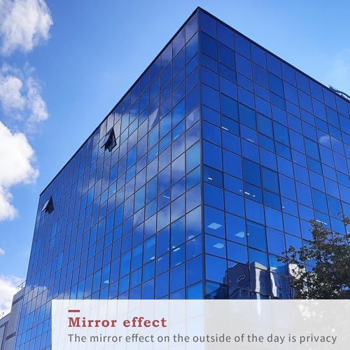 Filmgoo Window Privacy Film One Way Daytime Mirror Tint Treatments UV Heat Control Vinyl Stickers Sun Block Glass Paper Door Covering Reflective (Red Silver, 29.5 Inch x 6.5 Feet)