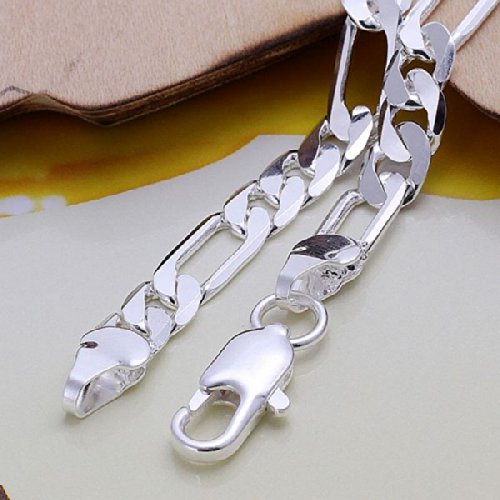 Pulsera de plata sólida con cadena Figaro de 6mm 8" miniatura 5