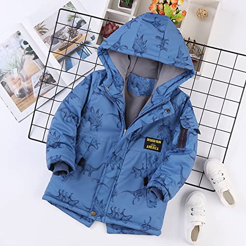 Kids Boys Cute Dinosaur Graphic Hooded Jacket Long Sleeve Windproof Coat Zip Up Warm Trench Windbreaker Outerwear3
